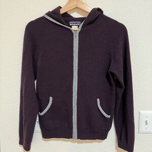 Patagonia women’s wool full-zip hoodie. Size extra small in dark plum color